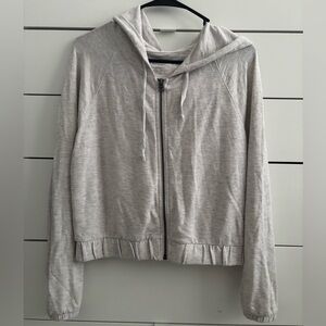 American Eagle Soft & Sexy Grey Cropped Full-Zip Hoodie - Size Small